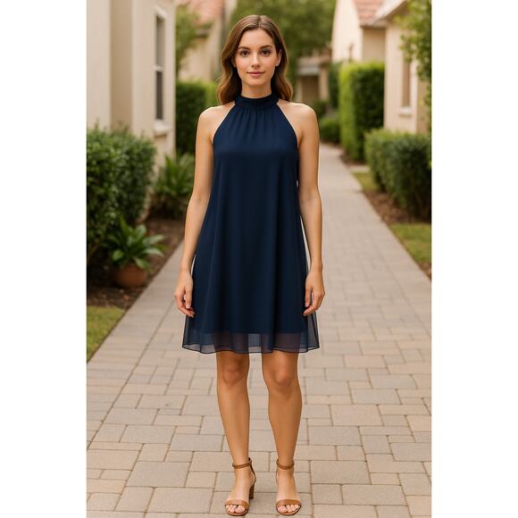 One One Six Dress Twist Racerback Blue Shift - Picture 1 of 7